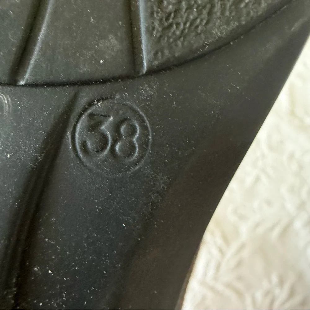 Kork-Ease Stylish Black Wedge Ankle Boots with Buckle. Size 8.5